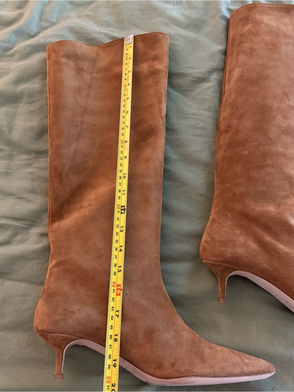 New Staud Sebastian Kitten Heel Suede Knee High Tan Boots Size EU 40.5 10.5 $595 - Picture 11 of 16